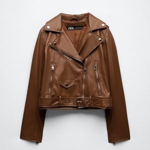 Zara Faux Leather Jacket in brown